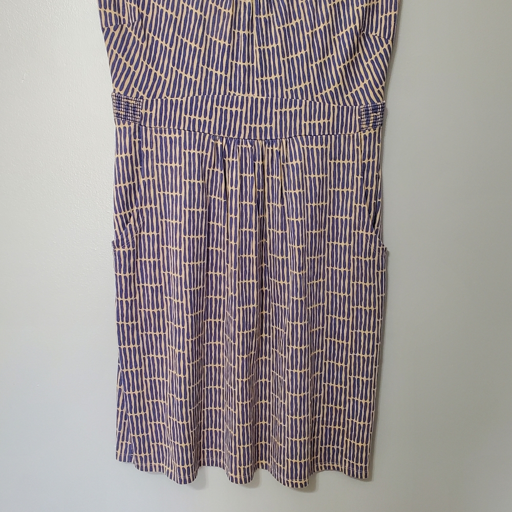 Boden Blue and Tan Dress Womens Size 12 - Picture 3 of 7
